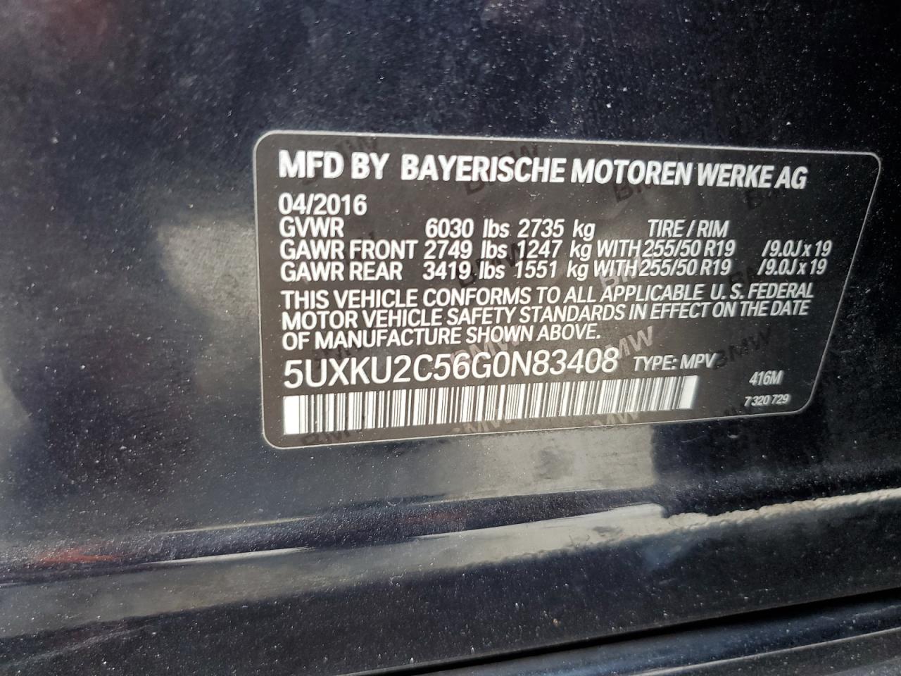 5UXKU2C56G0N83408 2016 BMW X6 xDrive35I