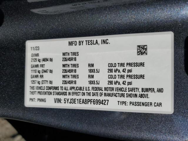 2023 Tesla Model 3 VIN: 5YJ3E1EA8PF699427 Lot: 57943324