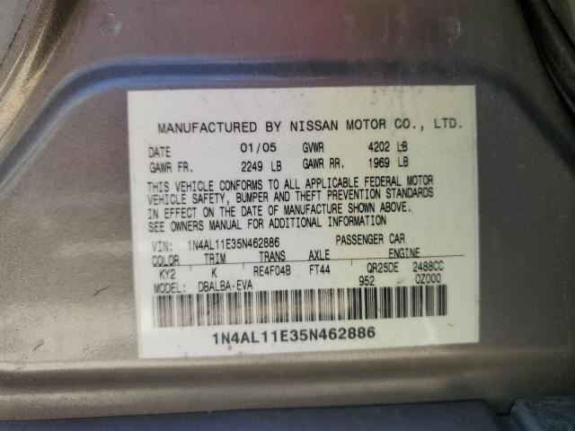 2005 Nissan Altima S VIN: 1N4AL11E35N462886 Lot: 57835984