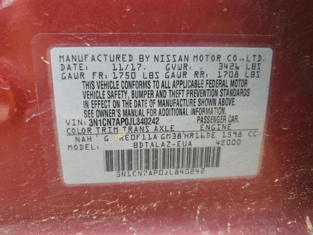 2018 NISSAN VERSA S - 3N1CN7AP0JL840242