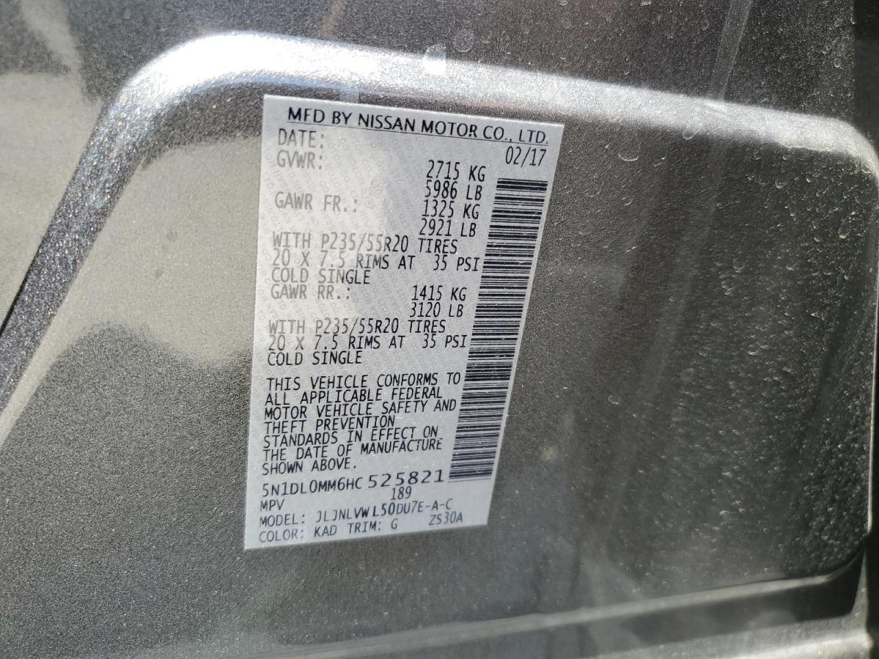 5N1DL0MM6HC525821 2017 Infiniti Qx60