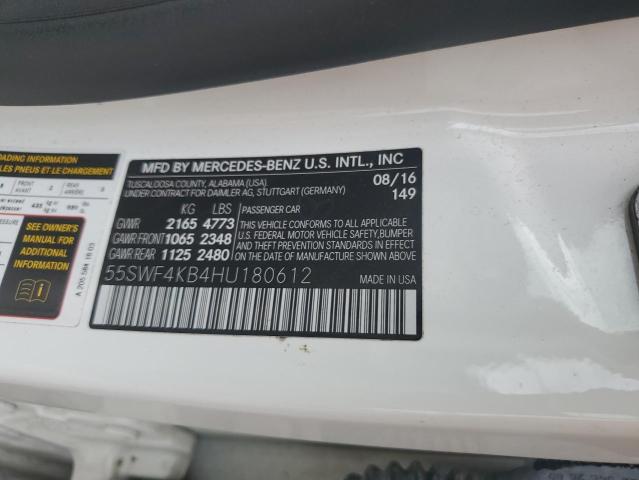 2017 Mercedes-Benz C 300 4Matic VIN: 55SWF4KB4HU180612 Lot: 58808334