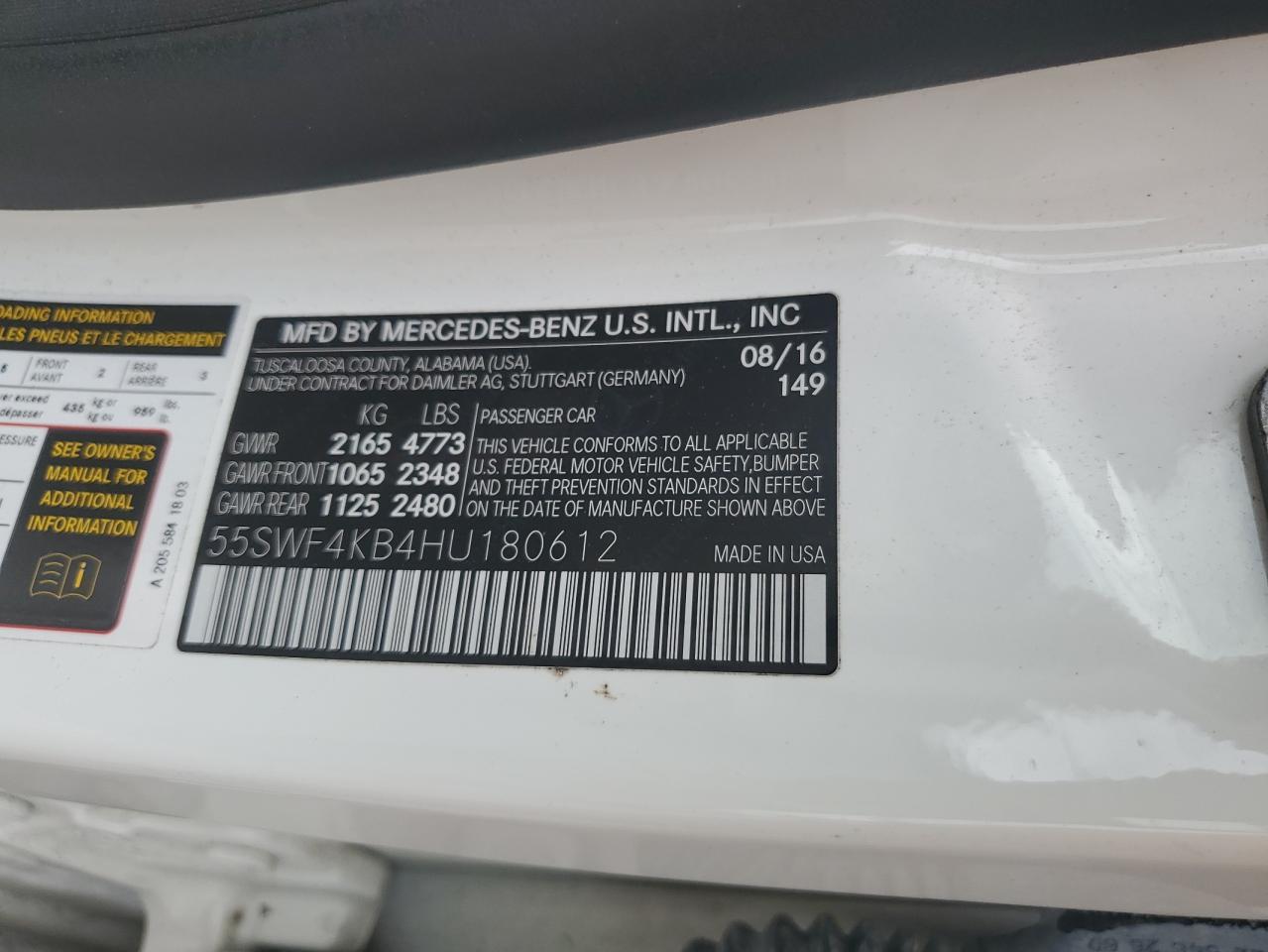 55SWF4KB4HU180612 2017 Mercedes-Benz C 300 4Matic