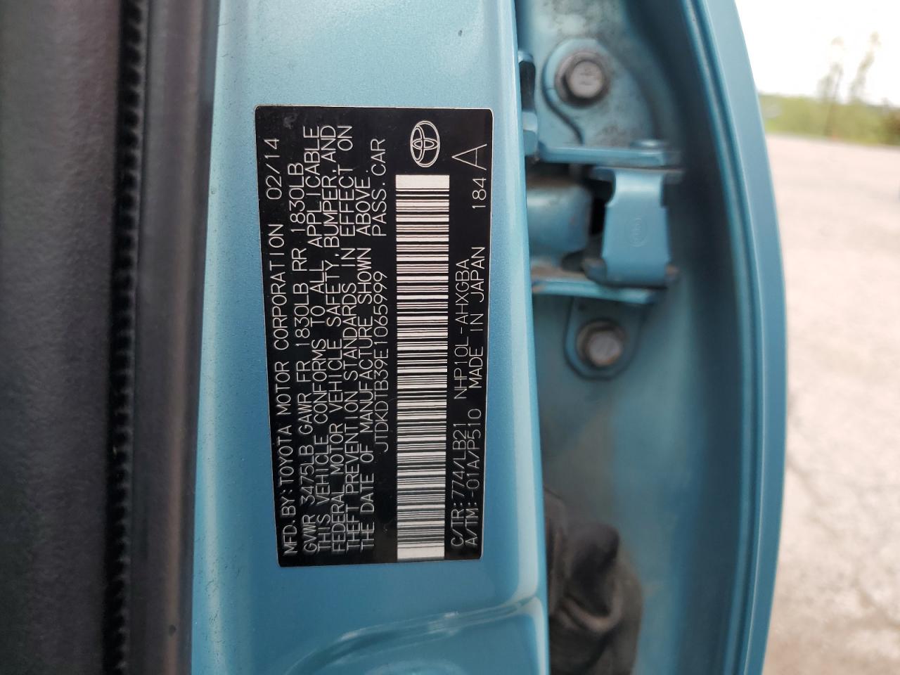 JTDKDTB39E1065999 2014 Toyota Prius C