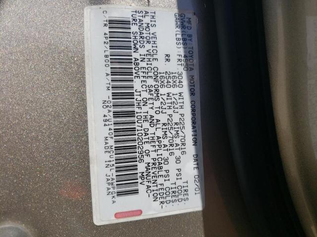 2001 Lexus Rx 300 VIN: JTJHF10U710202956 Lot: 57577434