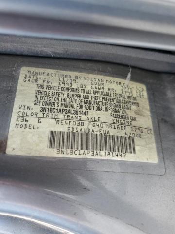 2010 Nissan Versa S VIN: 3N1BC1AP3AL381447 Lot: 58492264