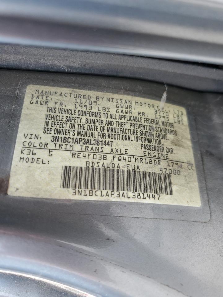 3N1BC1AP3AL381447 2010 Nissan Versa S