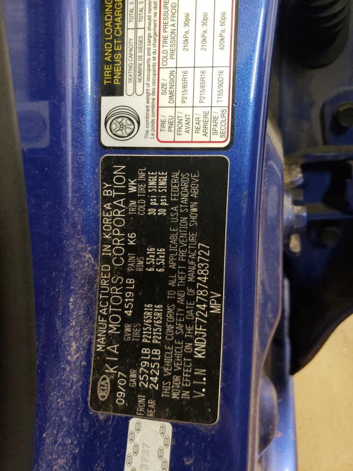 KNDJF724787483727 2008 Kia Sportage Lx