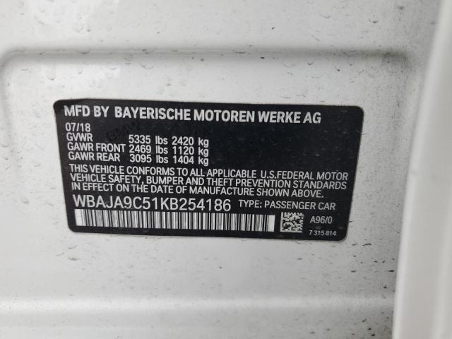 VIN WBAJA9C51KB254186 2019 BMW 5 Series, 530E no.12