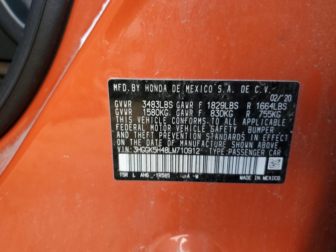 3HGGK5H48LM710912 2020 Honda Fit Lx