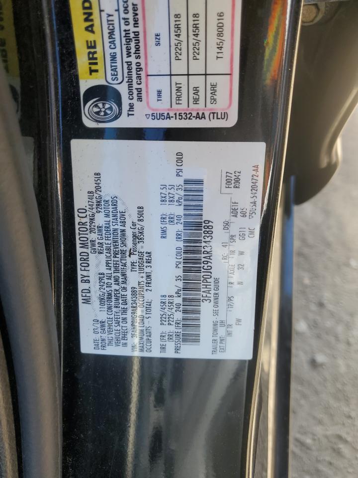 3FAHP0JG9AR343889 2010 Ford Fusion Sel