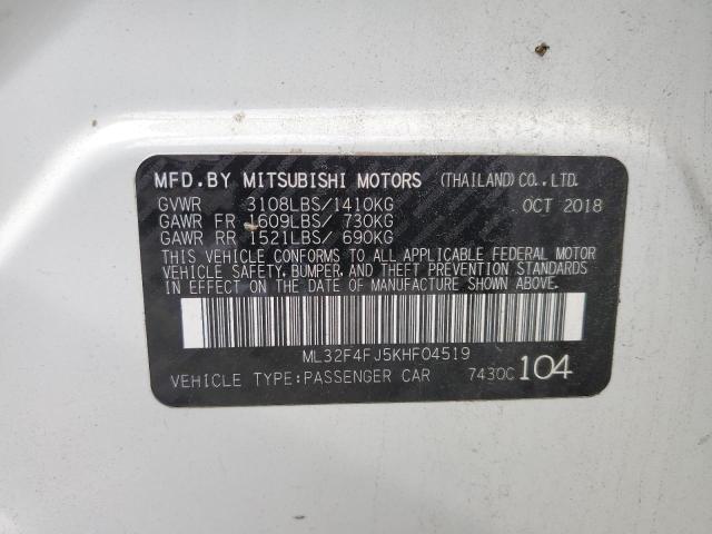 2019 Mitsubishi Mirage G4 Se VIN: ML32F4FJ5KHF04519 Lot: 58554174