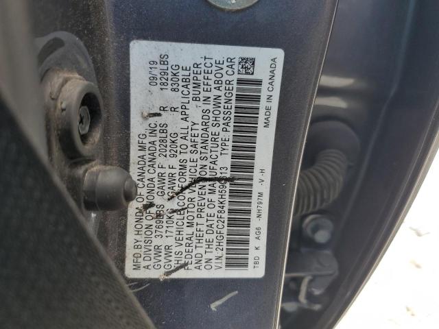 2019 Honda Civic Sport VIN: 2HGFC2F84KH596613 Lot: 60000784