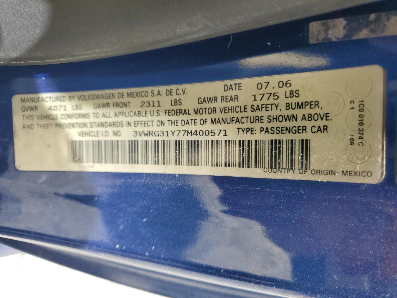 3VWRG31Y77M400571 2007 Volkswagen New Beetle Convertible Option Package 1