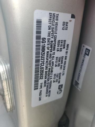 2012 Chevrolet Caprice Police VIN: 6G1MK5U27CL635932 Lot: 57150984