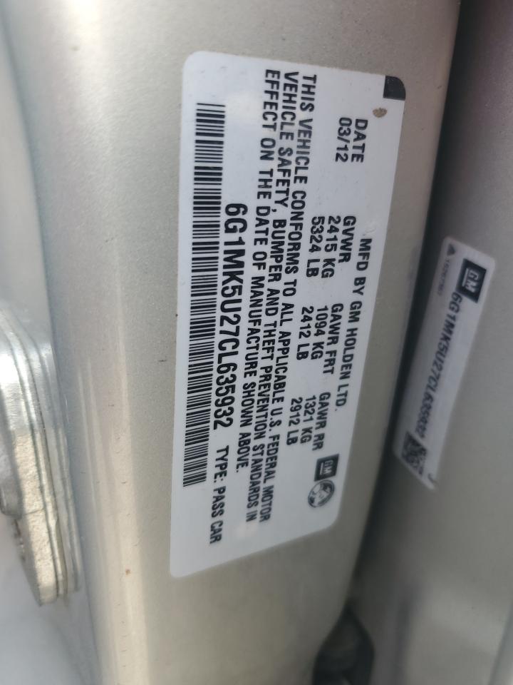 6G1MK5U27CL635932 2012 Chevrolet Caprice Police