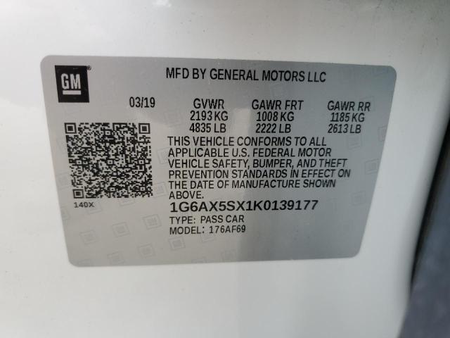 2019 Cadillac Cts Luxury VIN: 1G6AX5SX1K0139177 Lot: 59342384