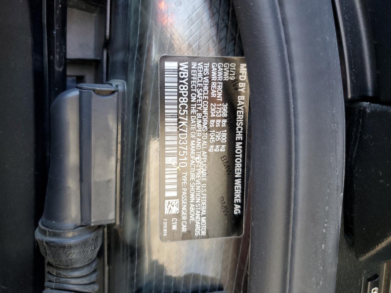 WBY8P8C57K7D37510 2019 BMW I3 S Rex