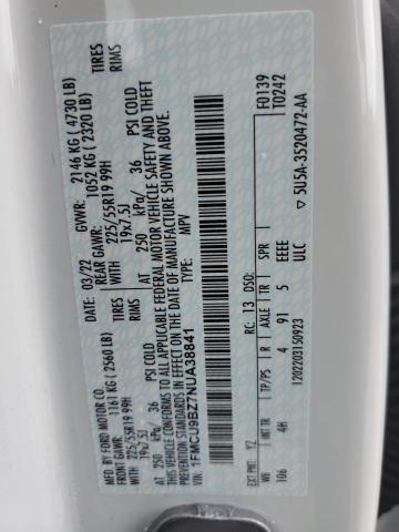 2022 Ford Escape Se VIN: 1FMCU9BZ7NUA38841 Lot: 57710954