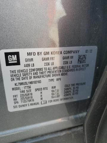 2022 Chevrolet Trailblazer Rs VIN: KL79MUSL1NB102183 Lot: 59531454