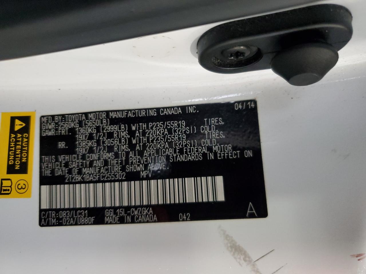 2T2BK1BA5FC255302 2015 Lexus Rx 350 Base