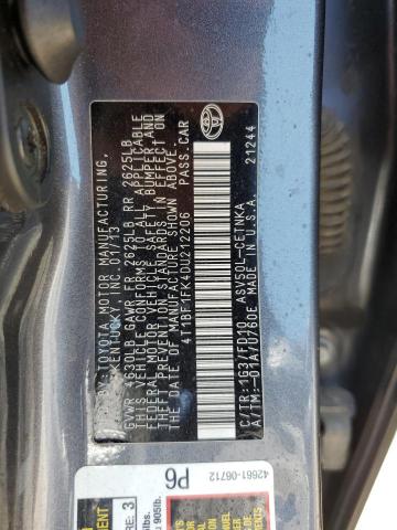 VIN 4T1BF1FK4DU212206 2013 Toyota Camry, L no.12