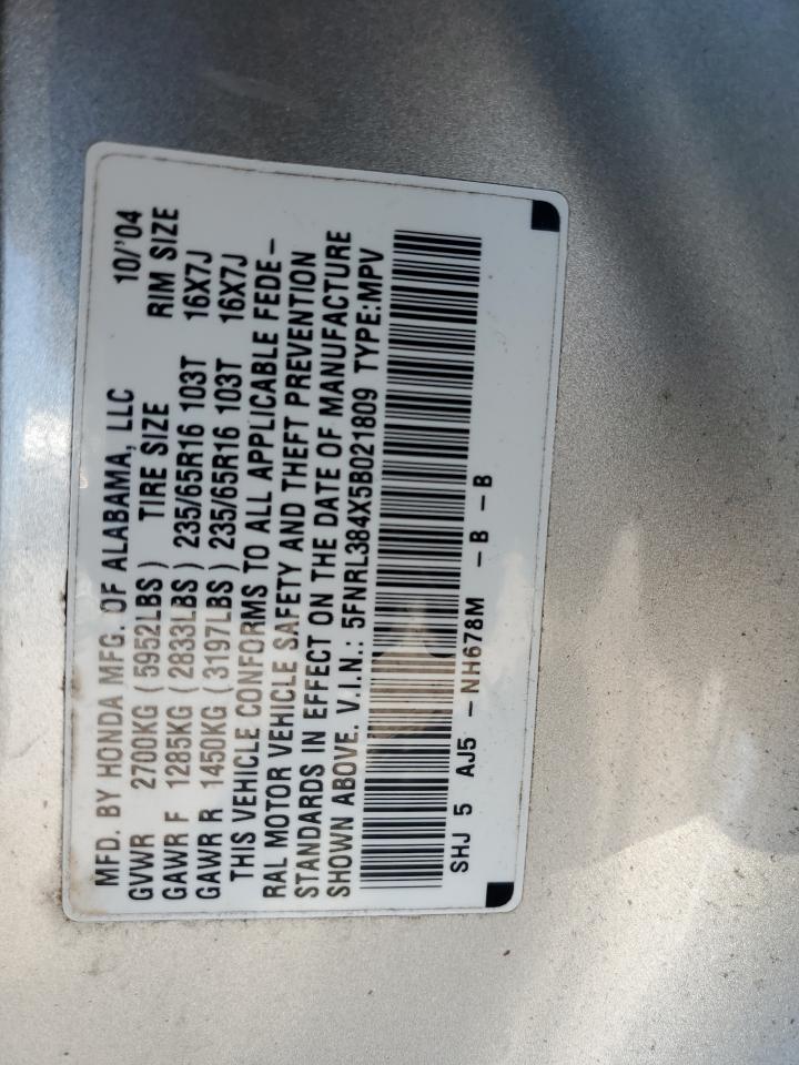 5FNRL384X5B021809 2005 Honda Odyssey Ex
