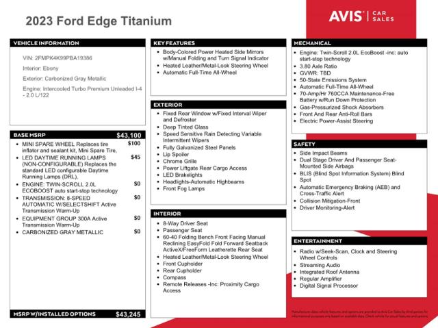 2023 Ford Edge Titanium VIN: 2FMPK4K99PBA19386 Lot: 60510434