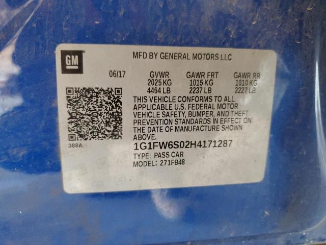 2017 Chevrolet Bolt Ev Lt VIN: 1G1FW6S02H4171287 Lot: 59741444