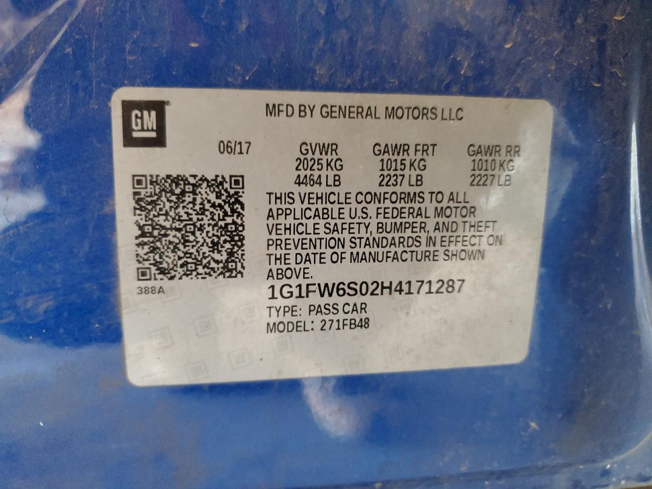 1G1FW6S02H4171287 2017 Chevrolet Bolt Ev Lt