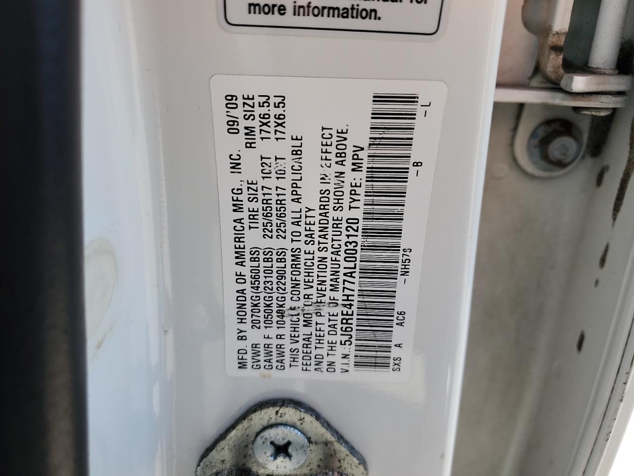5J6RE4H77AL003120 2010 Honda Cr-V Exl 5J6RE4H77AL003120 2010 Honda Cr-V Exl
