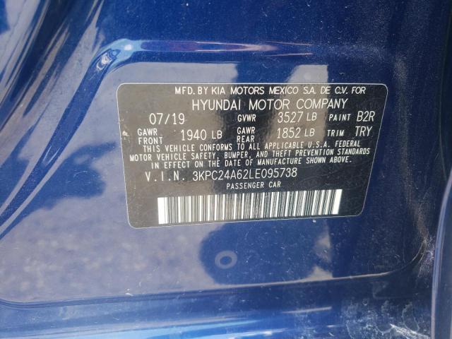 2020 Hyundai Accent Se VIN: 3KPC24A62LE095738 Lot: 59316714