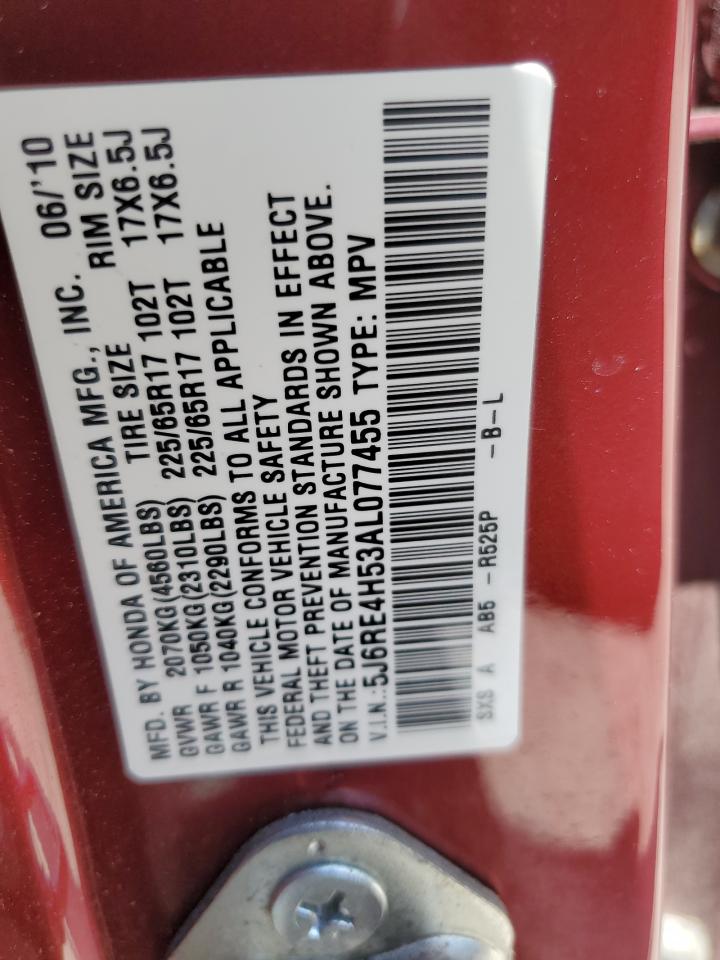 5J6RE4H53AL077455 2010 Honda Cr-V Ex