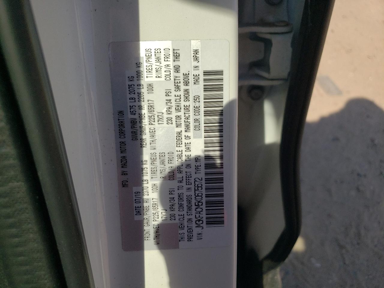 JM3KFACM5K0675672 2019 Mazda Cx-5 Touring