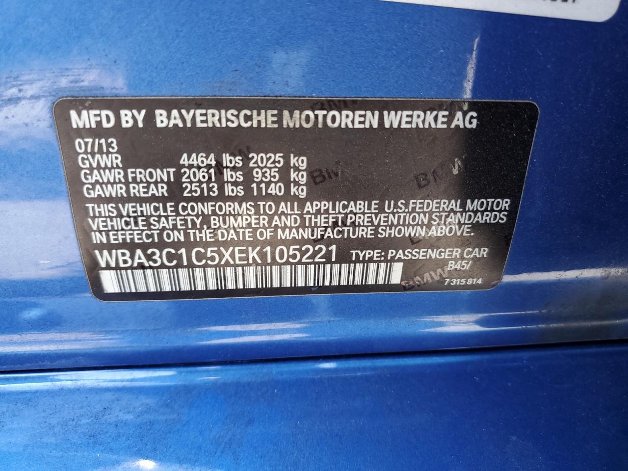 2014 BMW 328 I Sulev vin: WBA3C1C5XEK105221