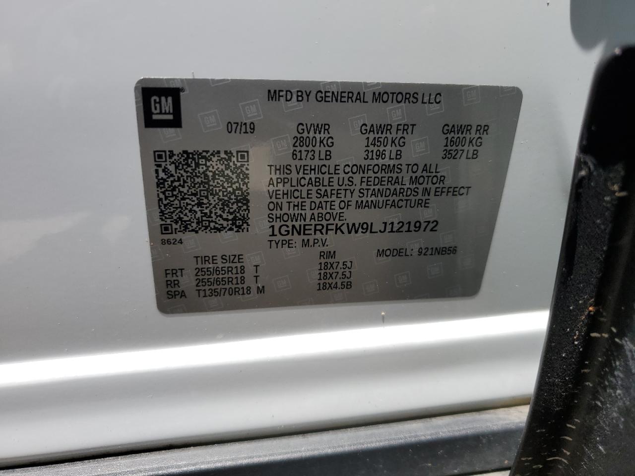 1GNERFKW9LJ121972 2020 Chevrolet Traverse Ls