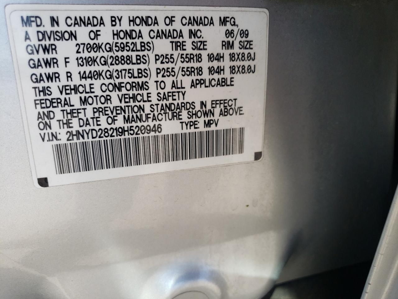 2HNYD28219H520946 2009 Acura Mdx