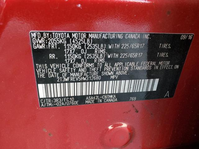 2017 Toyota Rav4 Xle VIN: 2T3WFREV5HW312680 Lot: 60333634