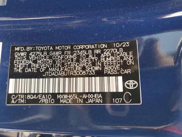 2024 Toyota Prius Le VIN: JTDADABU1R3008733 Lot: 59168414