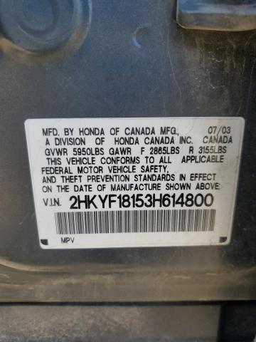 2003 Honda Pilot Lx VIN: 2HKYF18153H614800 Lot: 60166924