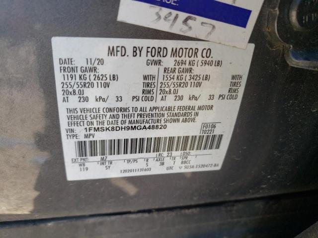 2021 Ford Explorer Xlt VIN: 1FMSK8DH9MGA48820 Lot: 59263784