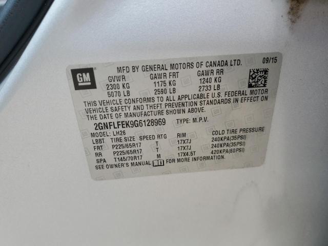 2016 Chevrolet Equinox Lt VIN: 2GNFLFEK9G6128969 Lot: 57534264