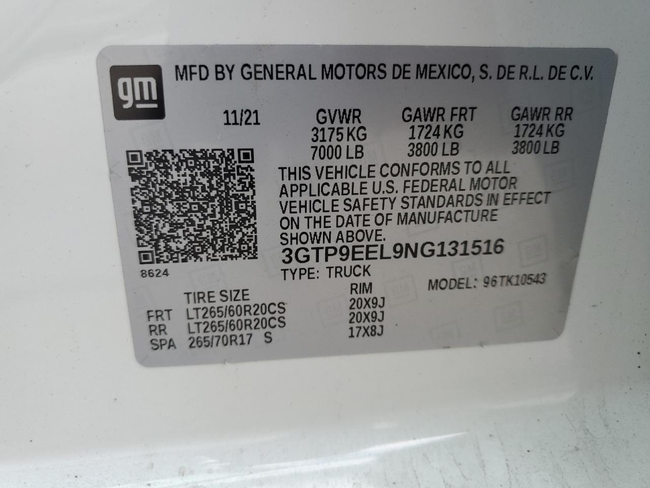 3GTP9EEL9NG131516 2022 GMC Sierra Limited K1500 At4