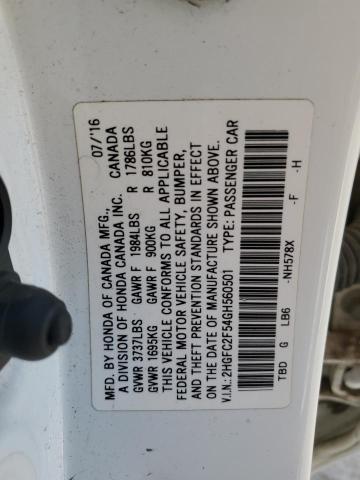 2016 HONDA CIVIC LX - 2HGFC2F54GH560501