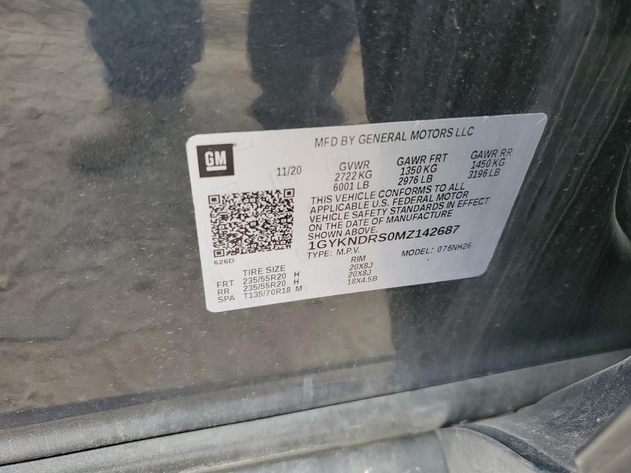 1GYKNDRS0MZ142687 2021 Cadillac Xt5 Premium Luxury