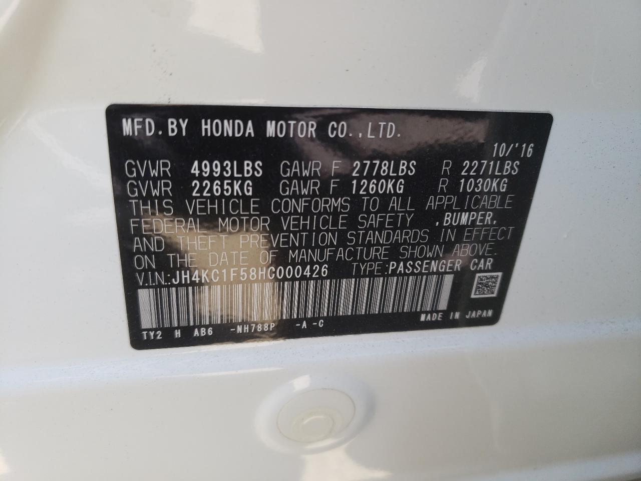 JH4KC1F58HC000426 2017 Acura Rlx Tech