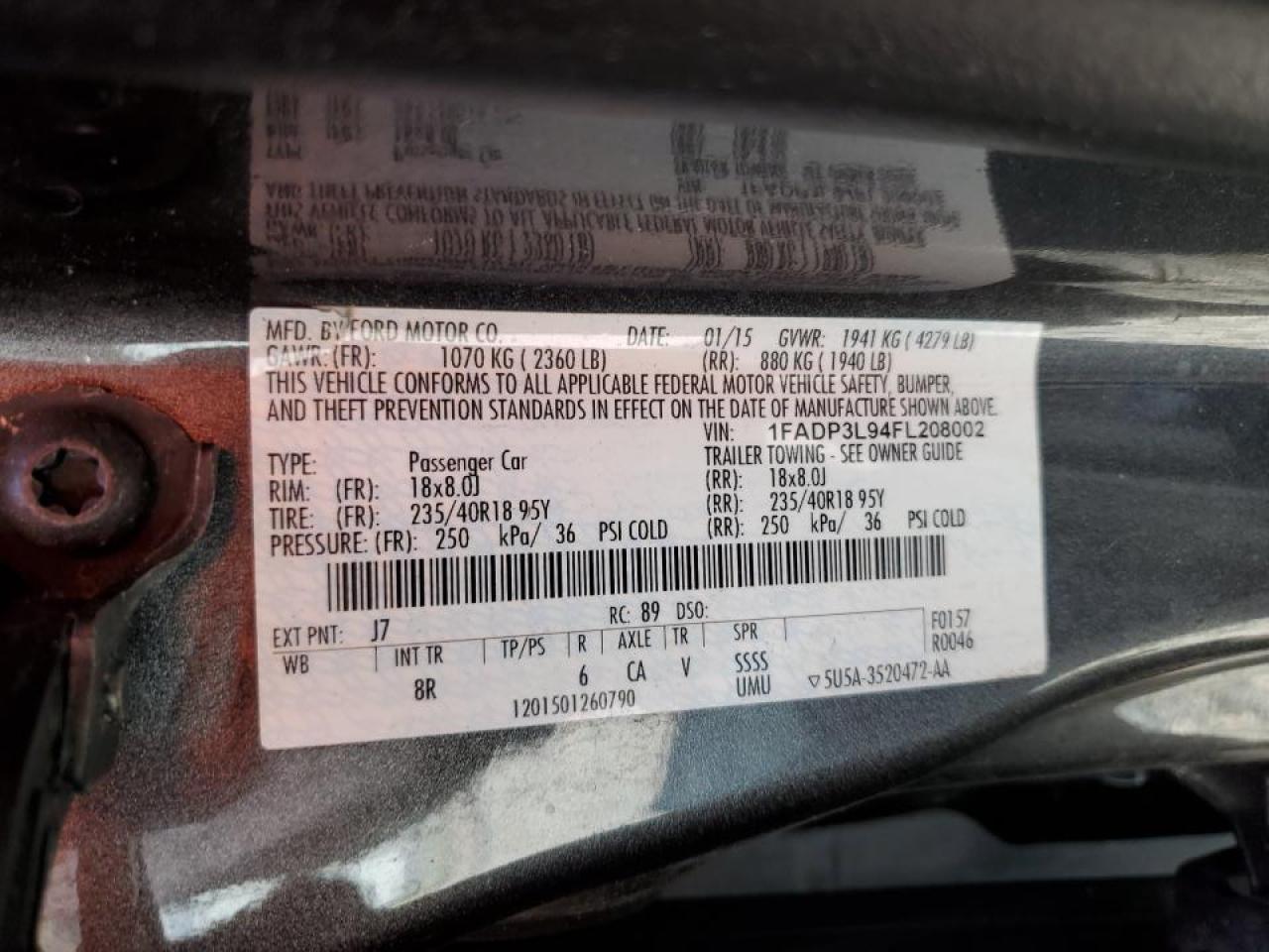 1FADP3L94FL208002 2015 Ford Focus St