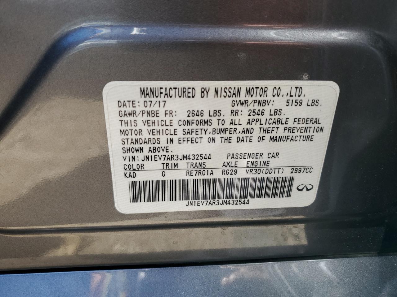 JN1EV7AR3JM432544 2018 Infiniti Q50 Luxe