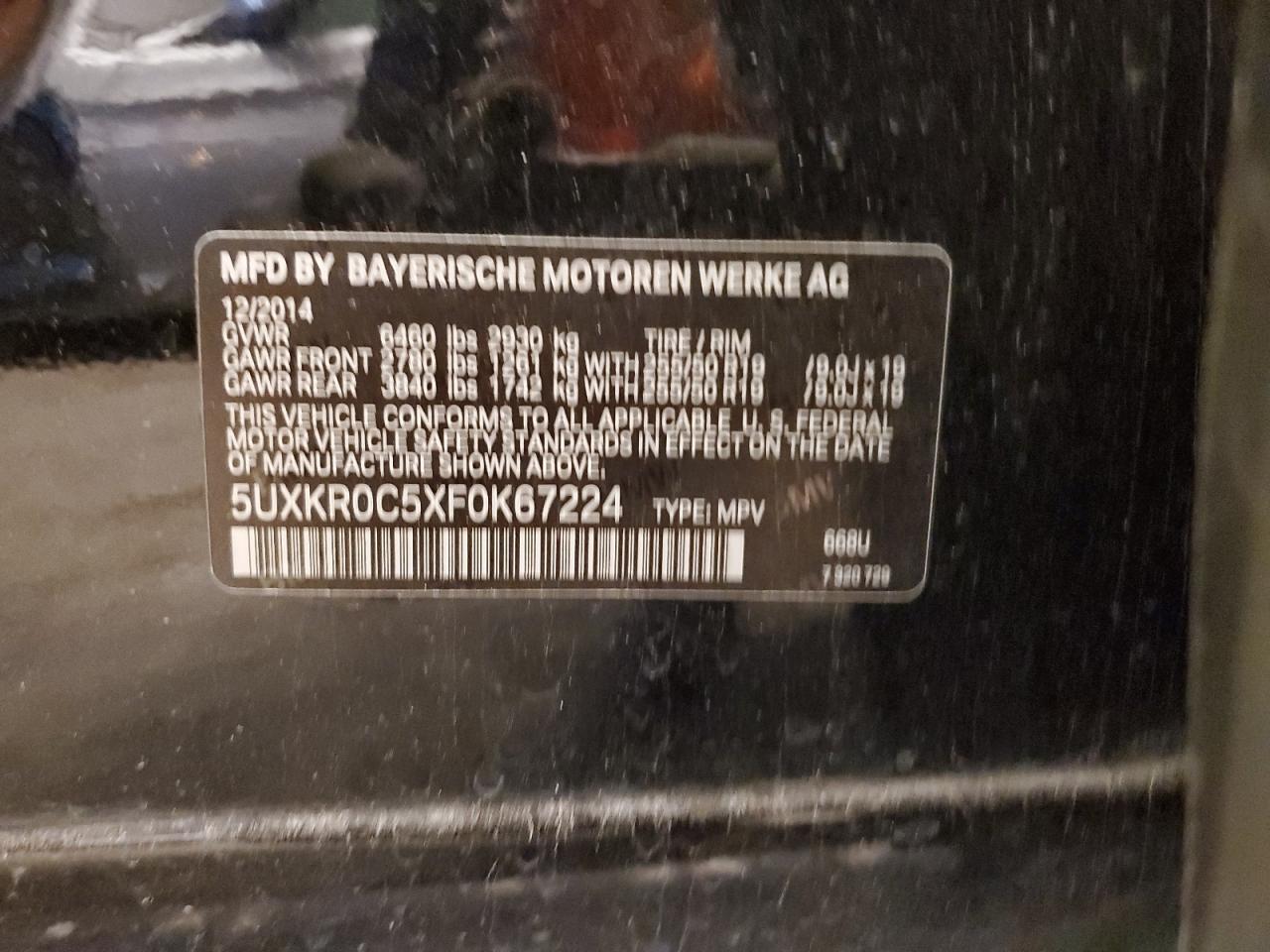 5UXKR0C5XF0K67224 2015 BMW X5 xDrive35I