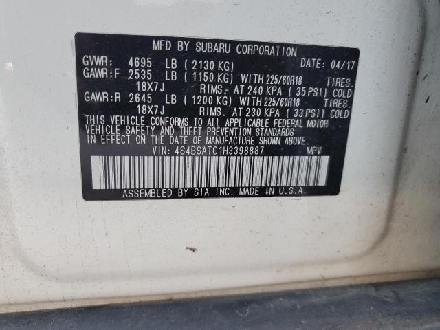 2017 Subaru Outback Touring VIN: 4S4BSATC1H3398887 Lot: 56906954